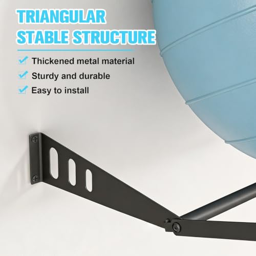 Wall Mounted Exercise Ball Rack for Yoga & Fitness Balls - Holds 2