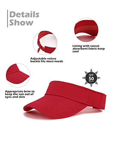 Komorebi Red One Size Unisex Sun Visor Hat for Running & Sports - Summer Sun Protection