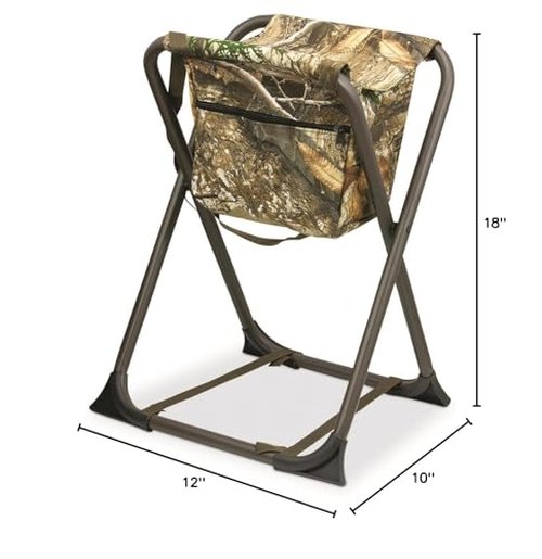 Hunters Specialties Dove Seating Stool Without Backrest - Steel Frame Foldable Design Portable Lightweight Hunting Camping Blind Chair - Realtree Edge
