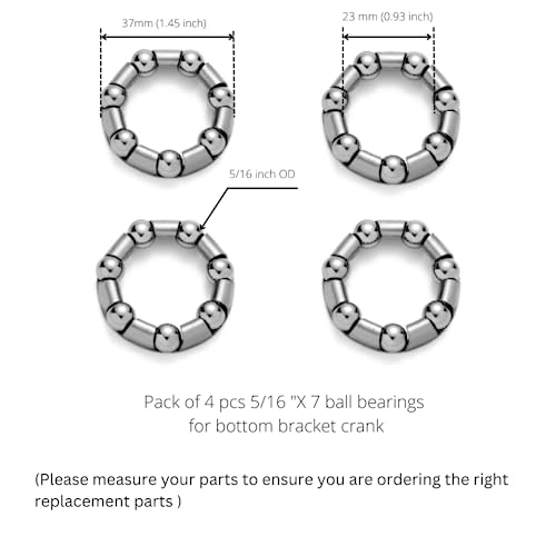 5/16" x 7 Ball Bearings for Bicycle Crank - Pack of 4