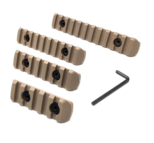 Polymer Picatinny Rail Sections Kit - 4-Pack, 5/7/9/11 Slots, Tan