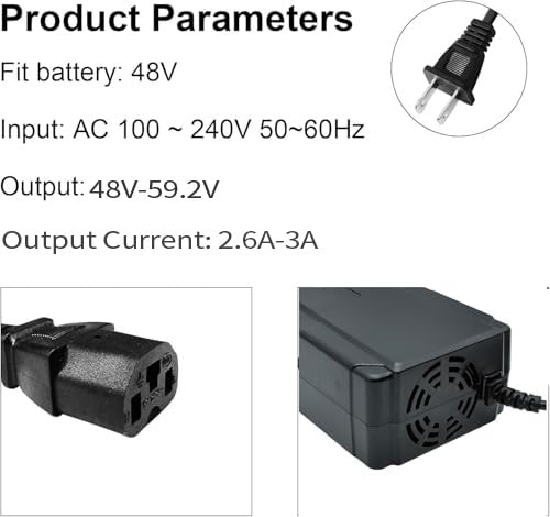 48V 20Ah Lead Acid Battery Charger for Scooters & Go-Karts - 110V-240V Input
