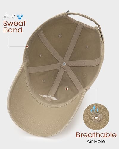 FURTALK Khaki Washed Denim Mountain Embroidery Baseball Cap - Distressed Hat