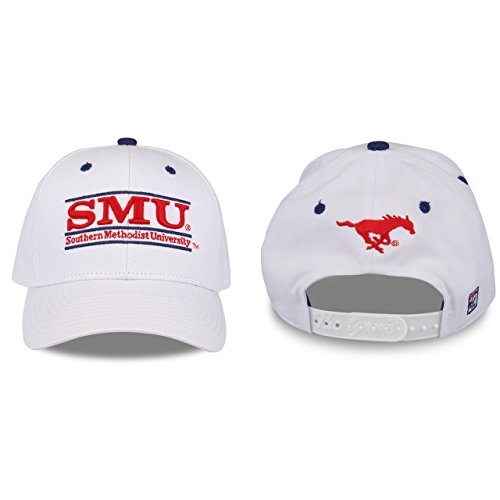 NCAA SMU Mustangs Adjustable Unisex Hat - White Team Cap, Cotton