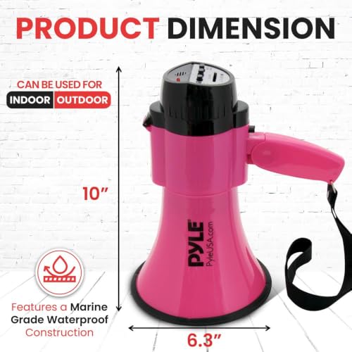 Portable Megaphone Speaker with Microphone - 30W, 1200 Yards Range, Pink