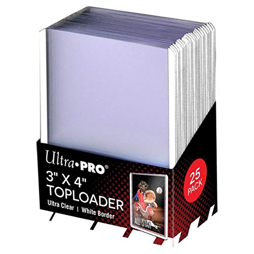 Ultra Pro 3x4 White Border Card Toploader - 25 Pack, Rigid Plastic Enclosure