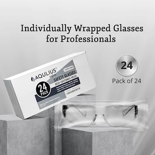Aqulius Safety Glasses - 24 Pack, Clear Frame - Anti-Fog Protective Eyewear with Side Shields for Men & Women - Over Eyeglasses Eye Protection for Shooting & Construction