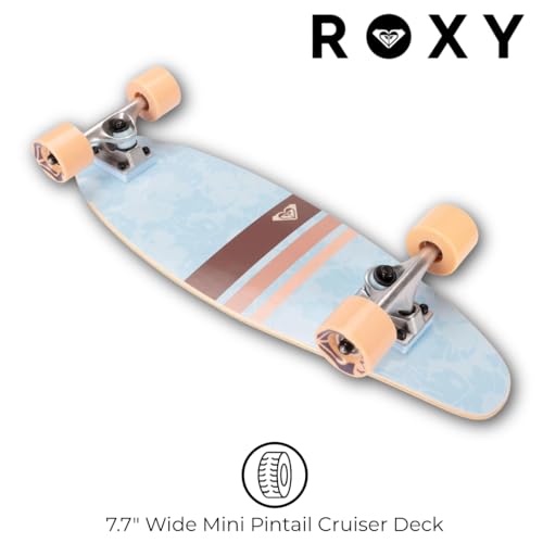 Roxy Mini Pintail Cruiser Skateboard for Girls – 25" Kids Skateboard for Ages 6-12, Durable 7-Ply Wood Deck, 60MM Soft Wheels, ABEC 3 Speed Bearings, Ideal for Beginners & Young Riders