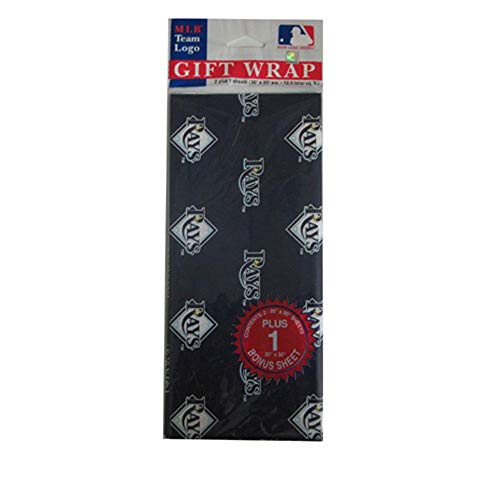 Tampa Bay Rays MLB Team Logo Gift Wrapping Paper - 3 Sheets, 20" x 30"