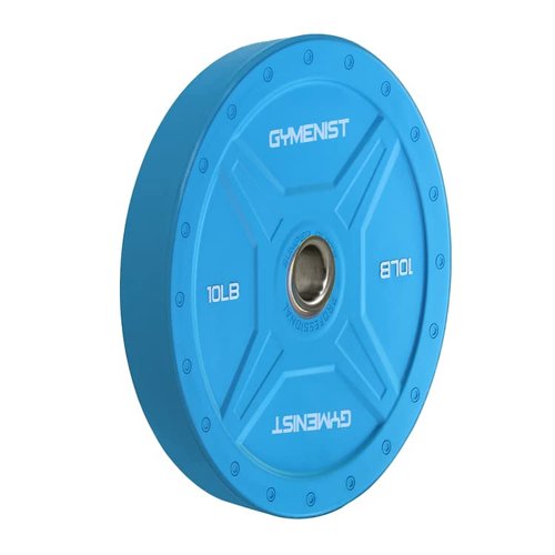 GYMENIST Bumper Plates Commercial Olympic Size Heavy Duty Weight Plates for 2 Inch Barbell (10 Lb - Light Blue) (G341-10)