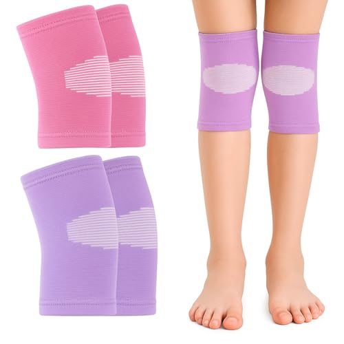 Kids Knee Brace Compression Sleeves 2 Pairs Small Pink Purple Sports Support