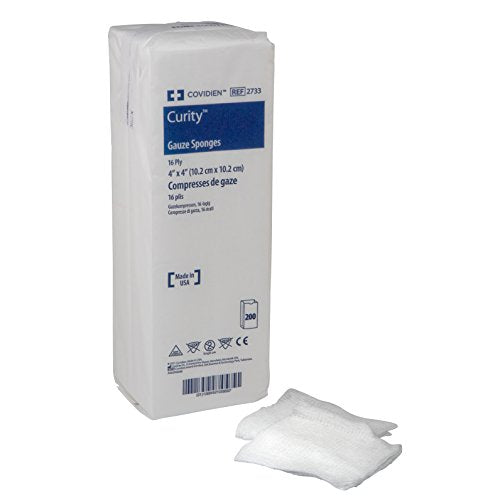 Covidien Curity Gauze Sponge 4x4 inch 16-Ply Non-Sterile Pack of 200