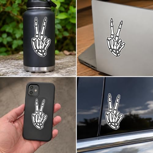 Skeleton Rock Hand Sign Vinyl Bumper Sticker - 5 Inch