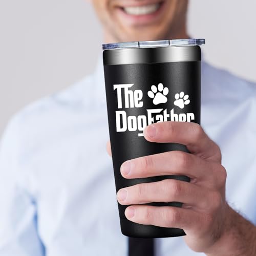 BIRGILT Dog Father Black Tumbler Cup 20 oz - Dog Dad Gift for Men
