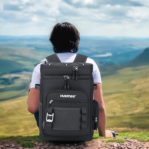 Hulongo Black 30L Waterproof Insulated Cooler Backpack for 48 Cans