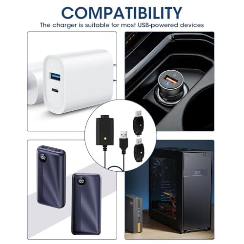 Smart USB Charger Cable Adaptor, Overcharge Protection Adapter Cable Compatible with All 510 Port Adapters for Wireless Soldering Iron, 3 Pack