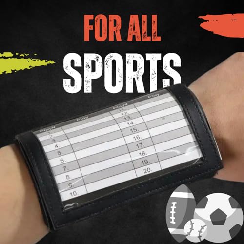 Football Quarterback Play Wristband - Black Adult Size - 3 Compartments