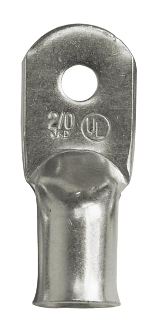 Heavy-Duty Tinned Copper Lugs - 2 AWG, 2 Pack with 3/8" Ring