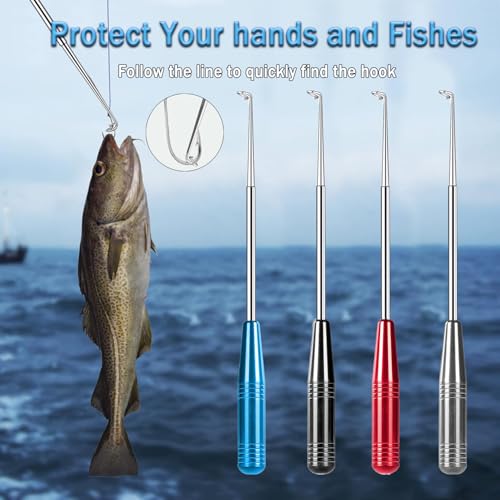Fishing Hook Remover Tool Set - 4 Quick Removal Devices with Storage Tube - Mix