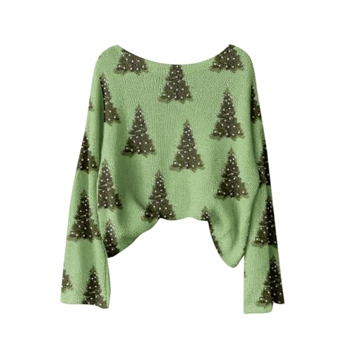 Graphic Print Sweater for Women - Long Sleeve Crew Neck Tunic - Medium / B Green
