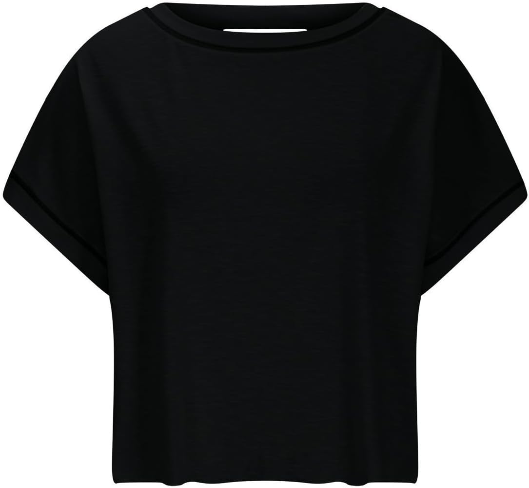 VIEWON Women's Workout Top - Open Back Short Sleeve Yoga Tee | Y2K Crop Design in Various Colors
