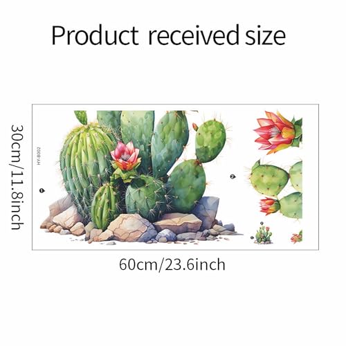 Cactus Succulent Cobblestone Wall Stickers, sacinora Tropical Green Plants Wall Decals Removable Vinyl Peel and Stick for Living Room Bedroom Kids Baby Nursery Art Decorations