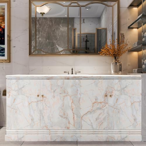 16"¡¿118" Thick Blue Gold Marble Wallpaper Peel and Stick Glossy Marble Contact Paper for Backsplash Countertops Vinyl Wrap Waterproof Faux Granite Wall Tile Sticker for Cabinets Kitchen Walls