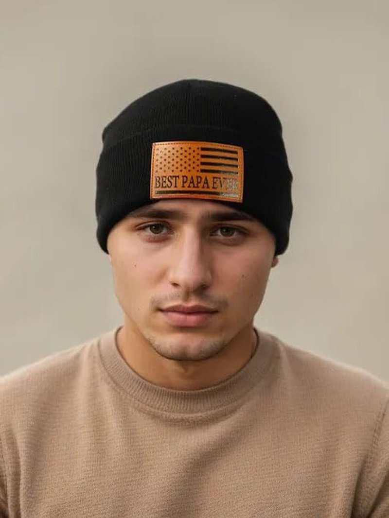 Papa Gifts Best Papa Ever American Flag Beanie Hat from Son Daughter Grandkids Christmas Stocking Stuffers Birthday Gifts Ideas