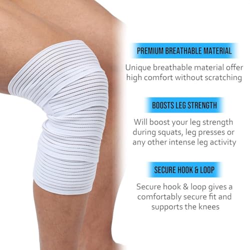 Extra Long Elastic Knee Wrap Compression Support Bandage - White