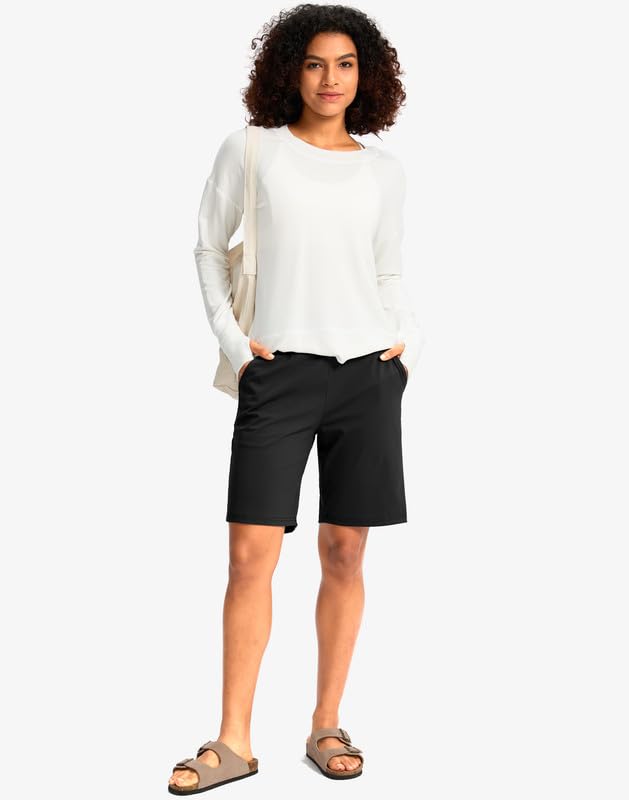 High Waisted Women's Bermuda Long Shorts with Pockets 9"/7"/5"