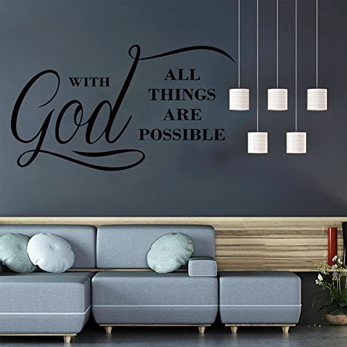 with God All Things are Possible Religious Vinyl Wall Decals, Vinyl Wall Stickers Wall Decal Motivation Lettering Saying Art, Inspirational Quote Art Stickers, Christian Faith Word
