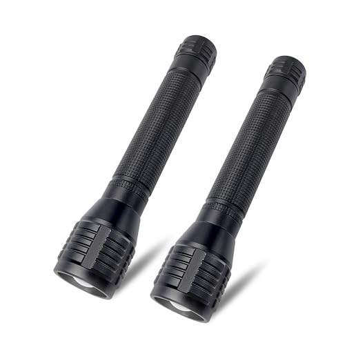 High Lumens Zoomable LED Flashlight, 3 Modes, AA Battery Powered ? Powerful for Camping, Outdoor, and Emergency Use,2-Pack