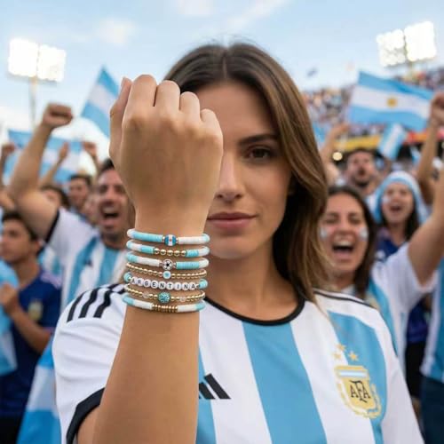 Sports Bracelet Stack Set - 7PC Beaded Charms for Fans