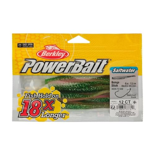 PowerBait Saltwater Bonga Stick Fishing Bait - Electric Chicken, 4"