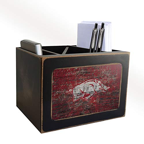 Desktop Organizer with Distressed Team Logo - Arkansas Razorbacks