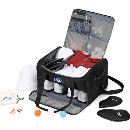 Golf Trunk Organizer with Dual-Layer Car Storage and Removable Panels