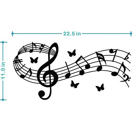 Music Notes Notation Band Wall Sticker Decal, Music Notation Wall Decal Removable DIY Vinyl Art Mural Wallpaper Home Decor Gift for Kids Bedroom Music & Dance Room ? Fashion & Eye-catching (22.5¡¿11 inch, Black)