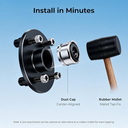 2pcs 1.98" Trailer Hub Dust Caps with Extra Rubber Plugs