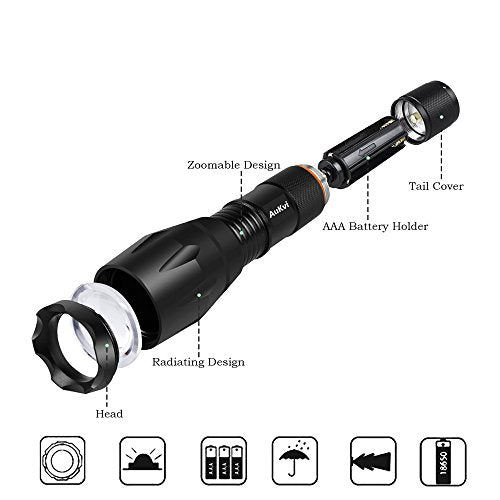 2 Pcs Powerful Red LED Flashlight - Long Range Red Hunting Light Torch, Zoombale, Waterproof, Best for Astronomy, Aviation, Night Observation