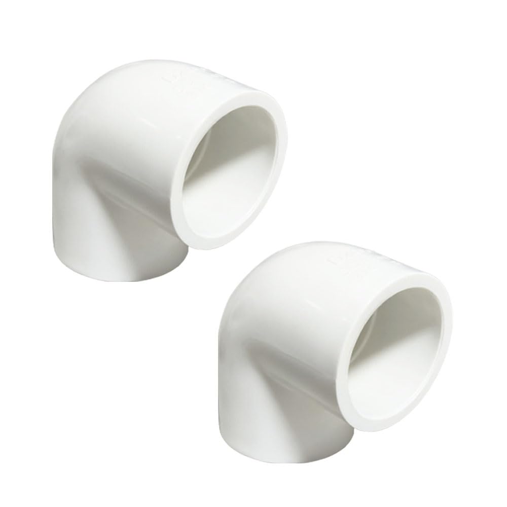 HayEastdor 2PCS 2 Inch White PVC 90 Degree Elbow Adapter Pipe Fittings 2 Way Right Angle Pipe Corner Coupling Connectors for Sprinkler, Drip Irrigation System HE051-2