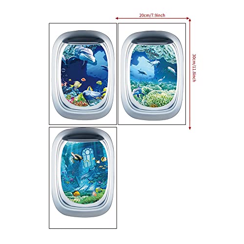 Wall Stickers, Ocean World Theme, 3Pcs Decals Removable for Bathroom
