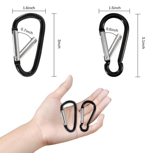 3 Inch Aluminum Carabiner Clip Set - 10 Pack D-Ring & Snap Hook Keychain