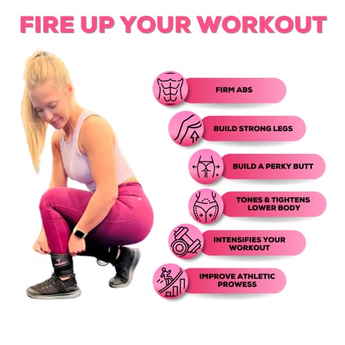 Adjustable Gym Ankle Straps for Cable Machines - Glute Kickbacks - Black/Pink