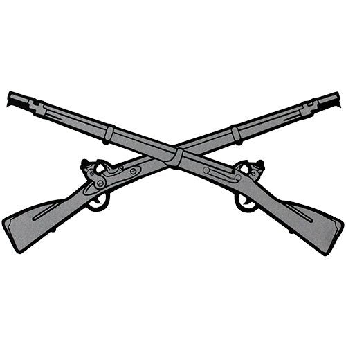 Infantry Crossed Rifles Decal - Vintage Military Emblem 5"x2.5"