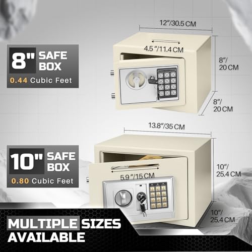 Flexzion Small Safe with Drop Slot - Electronic Drop Box for Money with Digital Combination Lock - Cash Safe for Cabinets, Home & Office Security (12"x8"x8"), White