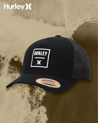 Hurley Men's Trucker Hat Fairway Mesh Quick Dry Snapback Black One Size