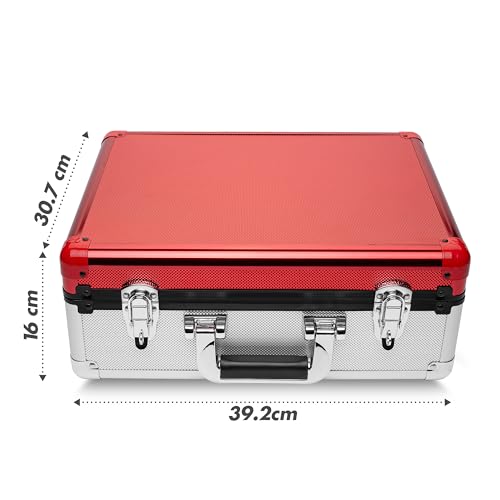 FunGuys Toploader Storage Box for Trading Cards, 3 Rows, Red & Silver, 15.4 x 11.8 x 6.3 Inches