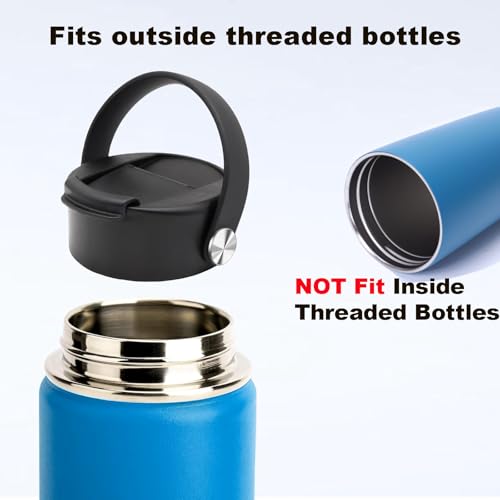 Wide Mouth Flip Lid with Handle for 12-64oz Water Bottles - Black