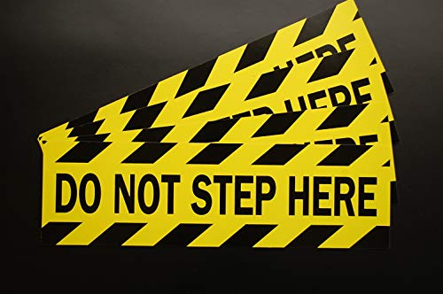 Do Not Step Here Vinyl Decals - 6 x 2.5 Inch Caution Stickers (4 Pack)