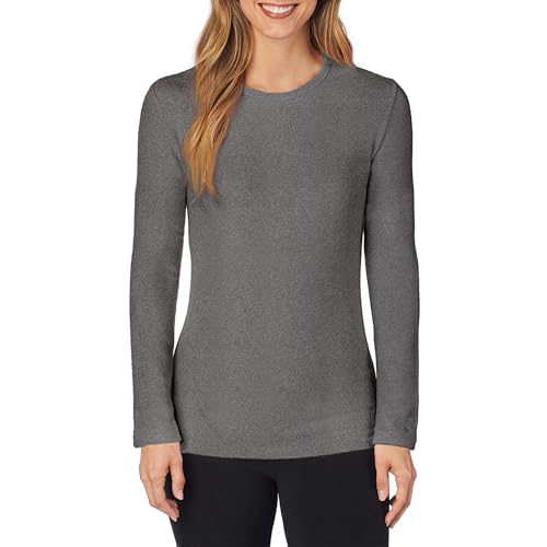 Cuddl Duds Women's Fleecewear Crew Neck Top - Small Charcoal Heather